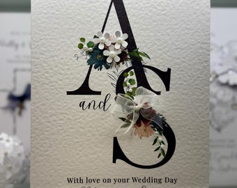 Cartão de casamento personalizado com as iniciais dos noivos, cartão de casamento luxuoso feito à mão, casamento entre irmãs, casamento entre irmãos, casamento entre amigos, etc.