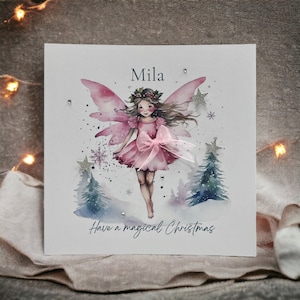 Carte de fée de Noël personnalisée, carte de fée de Noël magique, fille, petite-fille, nièce, petite fille, carte de Noël de fée
