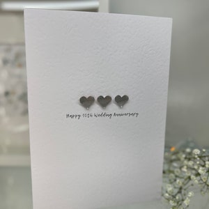 Tarjeta de aniversario de estaño, décimo aniversario de bodas, tarjeta del décimo aniversario de bodas, aniversario de estaño tradicional, corazones de estaño, aniversario de esposa