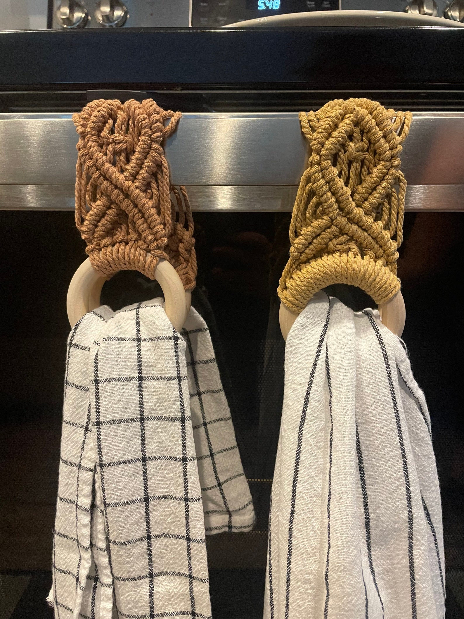 Macrame Towel Holder Kitchen Towel Hanger Oven Door Towel Etsy