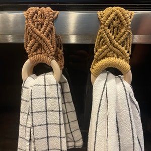 Macrame Towel Holder, Kitchen Towel Hanger, Oven Door Towel Hanger, Boho Kitchen Accessories, Tea Towel Holder, Kitchen Decor