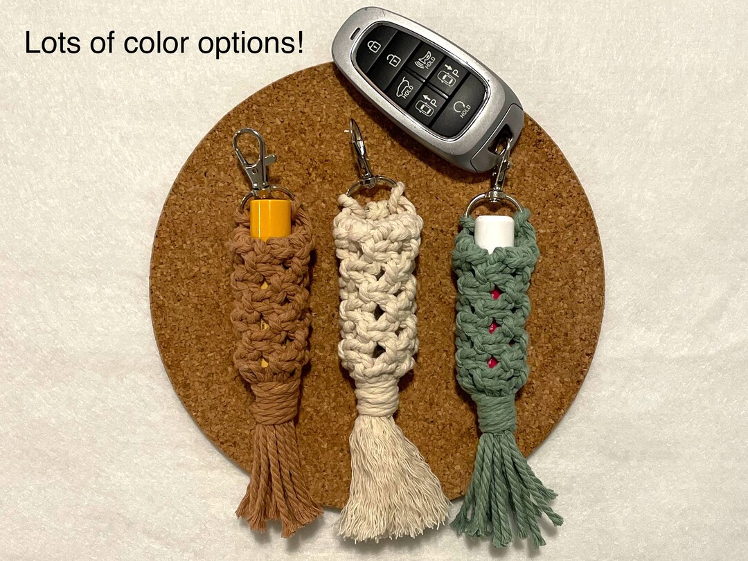 Lip Balm Holder Keychain Macrame Lip Balm Holder Macrame Etsy