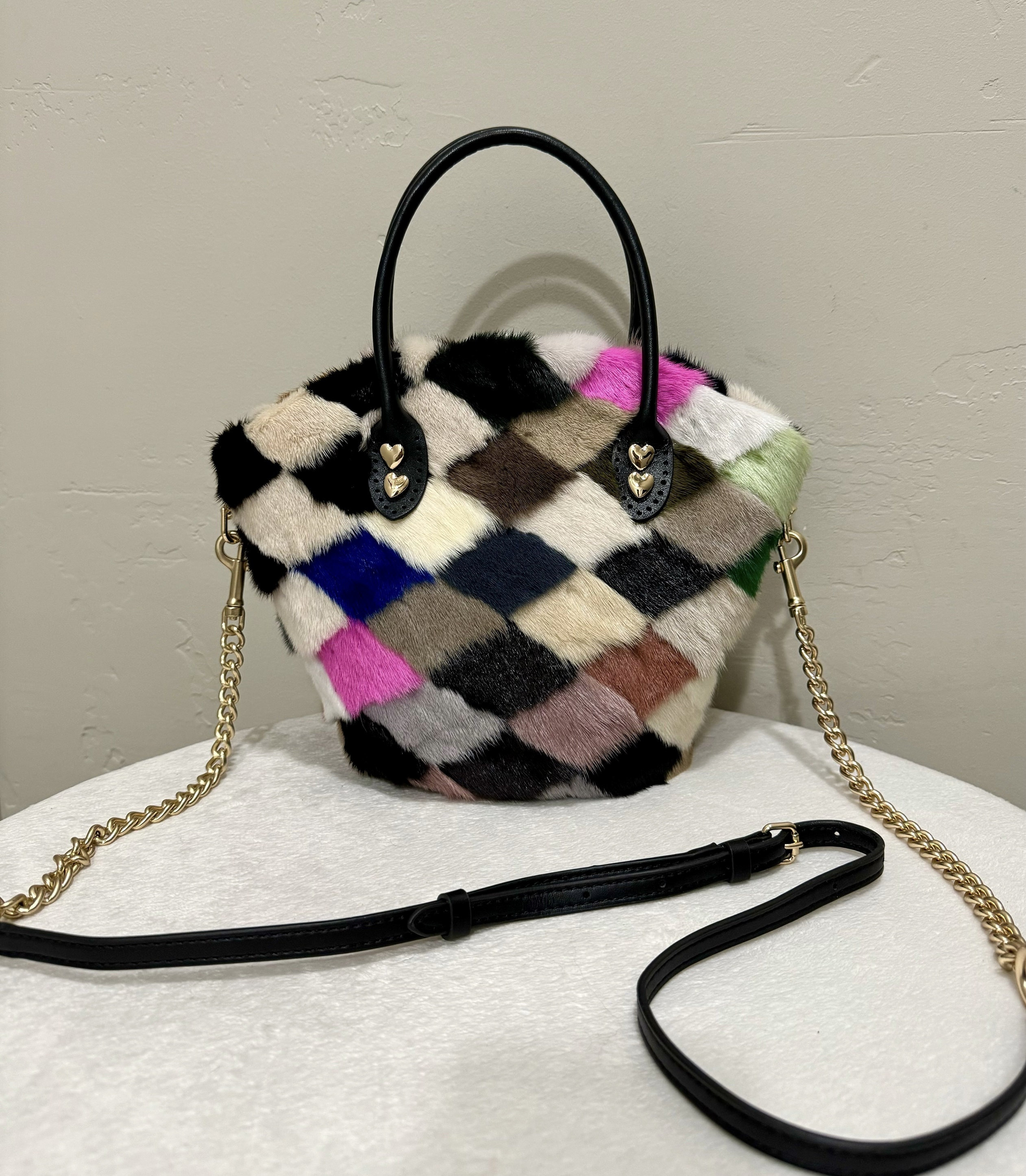 【Anyone more】Kosa square mink fur cross bag Dawn Cross Mink Fur Handbag, Mink Fur Shoulder Bag, Mink Fur