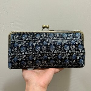 Handsewn Genuine Leather Floral Print, Kiss lock Clutch/Shoulder Bag/Evening bag
