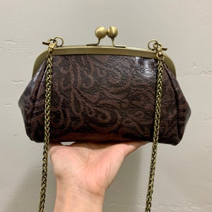Handmade Genuine Leather Floral Embossed Clutch/Shoulder Bag/Crossbody