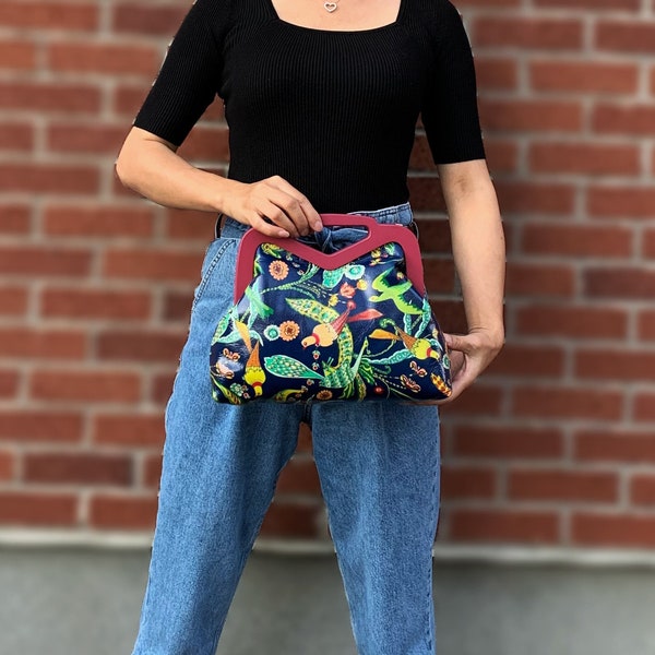 Leather Cut Out Handle Bag Etsy