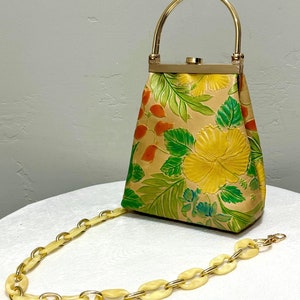 Cartera de piel auténtica con asa superior y estampado floral, bolso de piel de vaca para el hombro, bandolera de piel, incluye 2 estilos de cadena