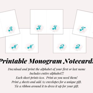 Monogramm Notizkarten, digitaler Download, ganze Alphabet Notizkarten,