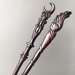 Handcrafted Wooden Magic Wand, Moon Wand and Sun angel Wand - A Unique Gift for Birthdays, Graduations, Halloween