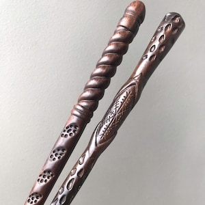Wood viking wands and Celtic Wiccan Wands, Hand-Carved Wooden Magic Wands | Unique Handmade Gifts for Birthdays, Graduations, and Christmas