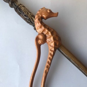 Seahorse Hair Stick, Handmade wooden hairpins, Hand-carved natural wooden hair pins