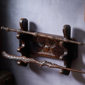 Handcrafted Wooden Magic Wands Stand - Wizard Wand Holder 4 Tiered: The Perfect Display Stand for Your Magic Wands