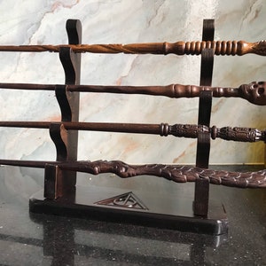 Handcrafted Wooden Magic Wands Stand - Wizard Wand Holder 4 Tiered: The Perfect Display Stand for Your Magic Wands