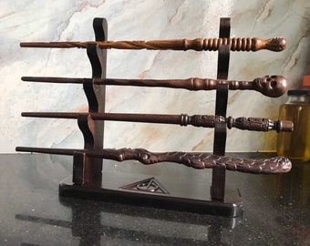 Handcrafted Wooden Magic Wands Stand - Wizard Wand Holder 4 Tiered: The Perfect Display Stand for Your Magic Wands