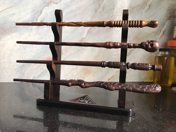 Harry Potter wand display magic wand display deathly hallows wood