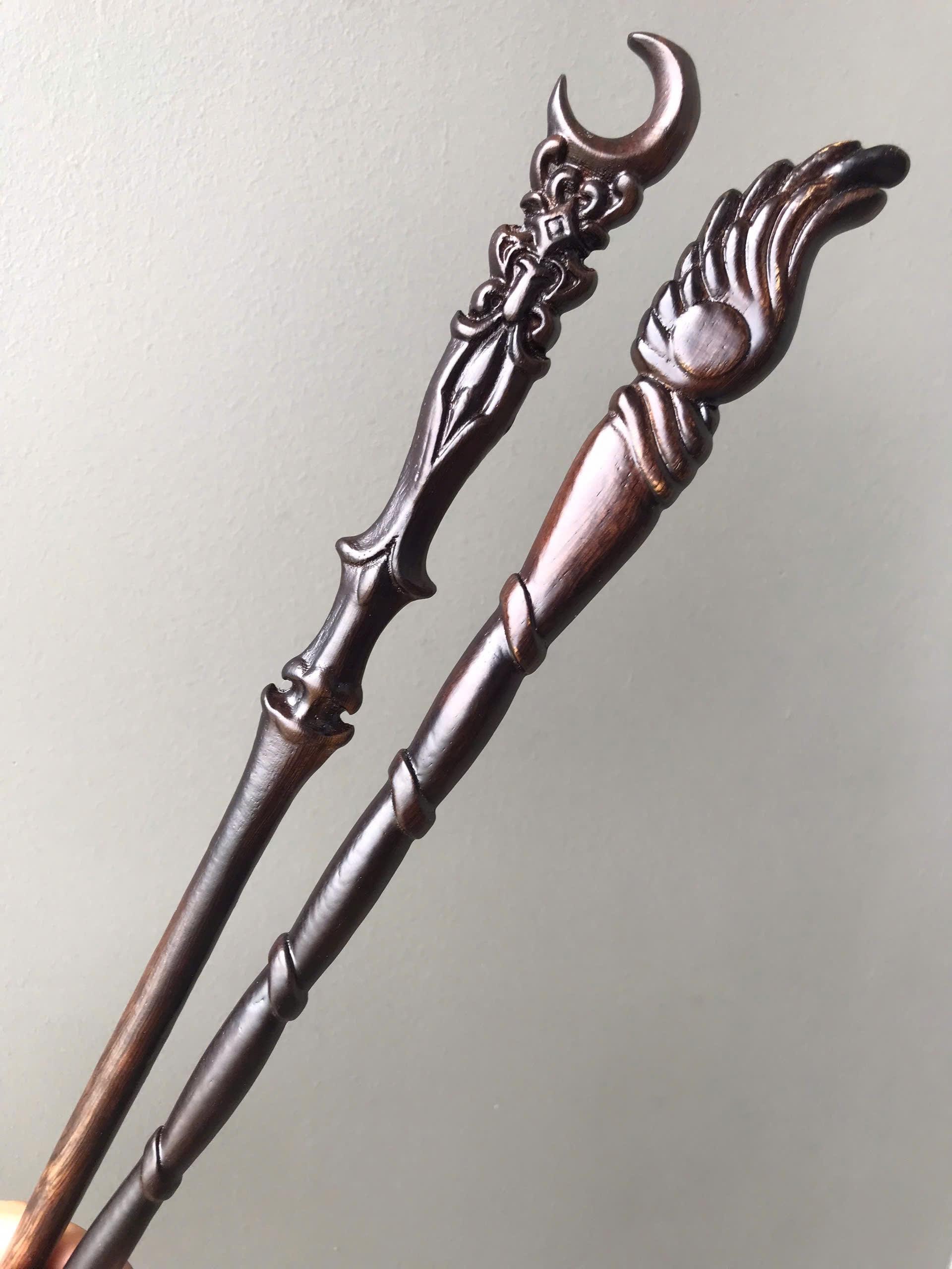 手作りの木製魔法の杖セット：月と太陽の天使の杖 - Etsy 日本
