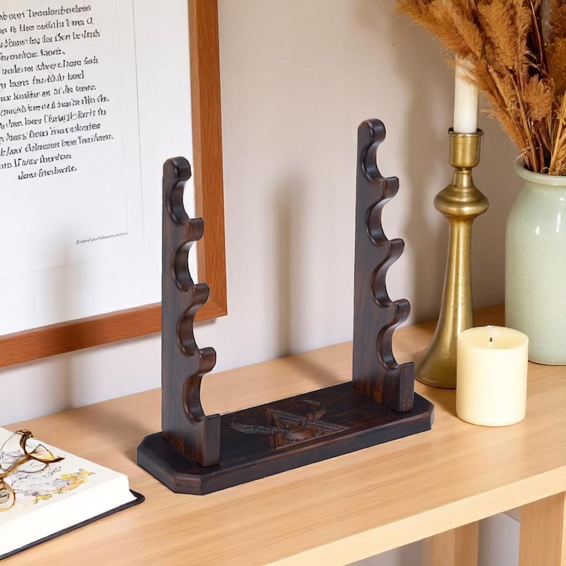 Wooden Wand Stand 4 Slot Holder | Magic Wand Display Stand | Wooden Wand Display Case | Wand Collection Display | Halloween & Christmas Gift image 4