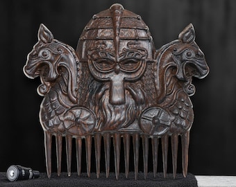 Viking Beard Comb – Wooden Mustache Comb for Men | Groomsmen Gift | Premium Beard Grooming Kit | Nordic Hair Comb | Personalized Gift