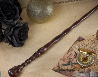 Death eater skull wand | Wooden Skull Wand, wand wood, Suitable For Collection And Cosplay.