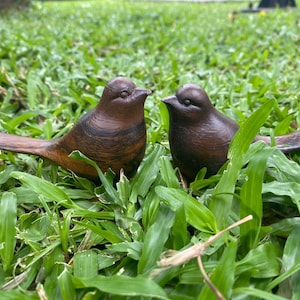 Handgesneden houten vogeldecoratie: kleine houtvormen, set van 2&quot;