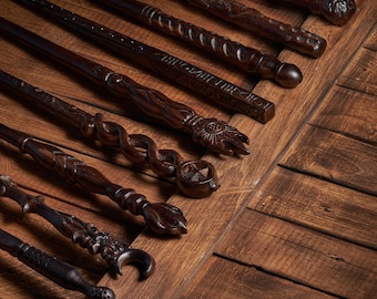 Custom Hand-Carved Magic Wand – Made to Order from Your Design | Personalized Wooden Wizard Wand.
