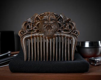 Viking Wooden Beard Comb: Handmade Nordic Grooming Gift