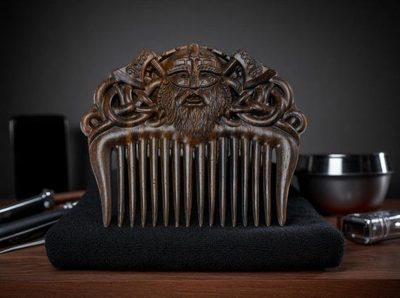 Viking Wooden Beard Comb: Handmade Nordic Grooming Gift