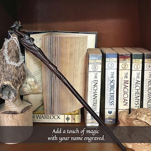 Personalized Wooden Magic Wand – Custom Name Engraved | Hand-Carved Wizard & Witch Wand