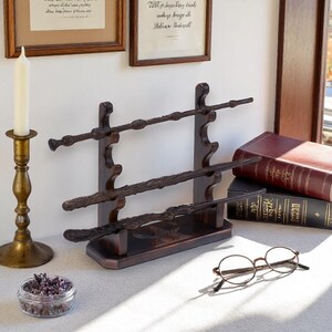 Wooden Wand Stand 4 Slot Holder | Magic Wand Display Stand | Wooden Wand Display Case | Wand Collection Display | Halloween & Christmas Gift image 3