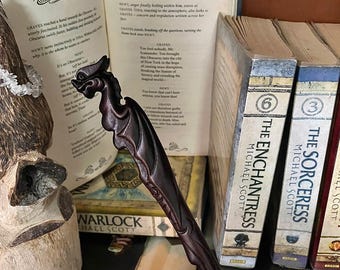 Dragon Wooden Wizard Wand: Hand-Carved Black Sage Wand