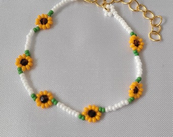 14K Gold Plated Flower Bracelets Beaded Bracelets Daisy - Etsy