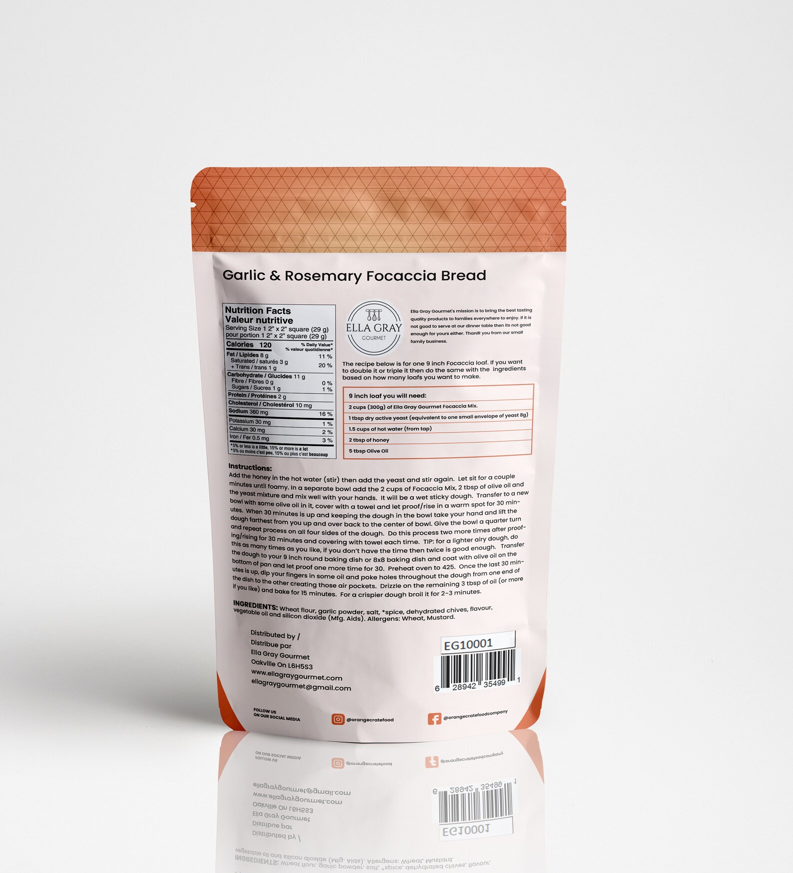 Garlic & Rosemary Focaccia Bread Mix double Batch Makes 2 Loaves Bake