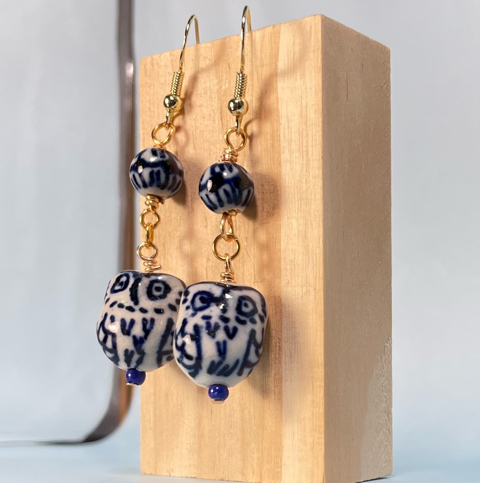 Vintage Style Ceramic Owl Earrings