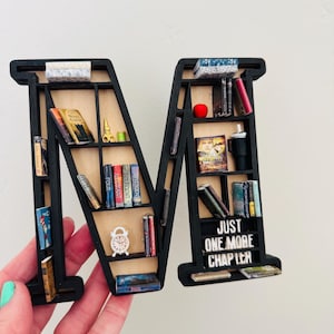 Bibliothèque initiale Alphabet personnalisée avec livres miniatures et décoration | Cadeau pour amoureux des livres | BookTok | Livres