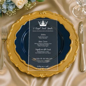 Laser Engraved Luxury Acrylic Custom Menu,  Wedding Menu, Bar Menu, Clear Acrylic Menu, Elegant Party Menu Card, Royal Menu, Princess Menu