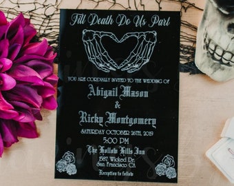 Gothic Wedding invitations,  Wedding Invites, Black Invitations, Custom Invitations, Elegant Party Invitations