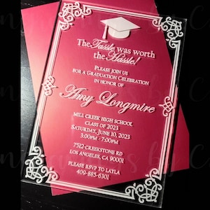 Graduation Invite, Elegant Grad invite, Acrylic Graduation Invitation,  Graduation Invite for Son or daughter, High school graduation Invite