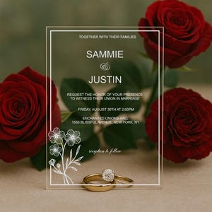 Minimalist Acrylic Custom Invite,  Simple Themed Wedding Invite, Party Invites, Clear Acrylic Invites, Custom Invitations, Invitation Card