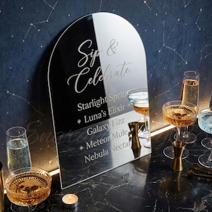 Celestial Bar Menu Sign | Starry Night Wedding Sign | Galaxy Cocktail Menu | Astrology Wedding Decor | Bar Sign | Sip and Celebrate Sign
