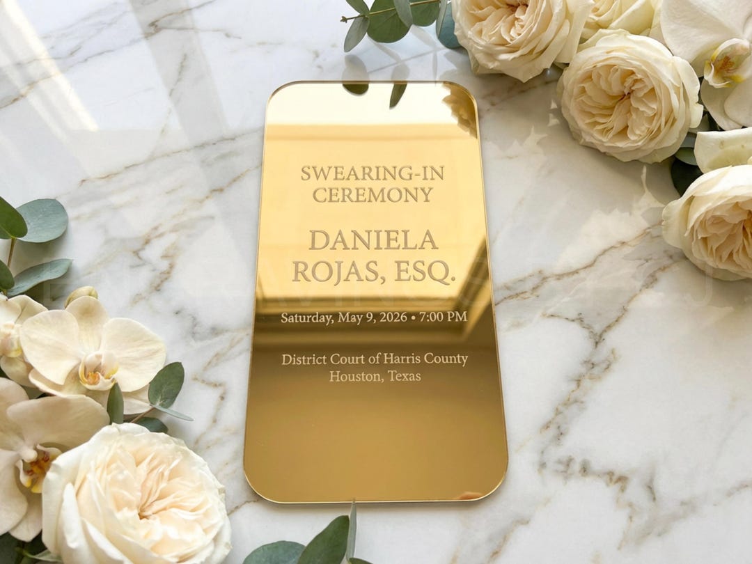 Luxury Gold Mirror Acrylic Swearing-in Ceremony Invitation | Bar ...