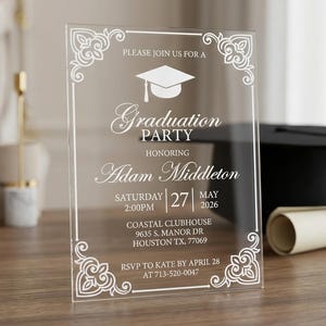 2026 Graduation Invite, Graduation Announcement, Acrylic Graduation Invitation, Grad Invite for Son or daughter, High school graduation In image 1