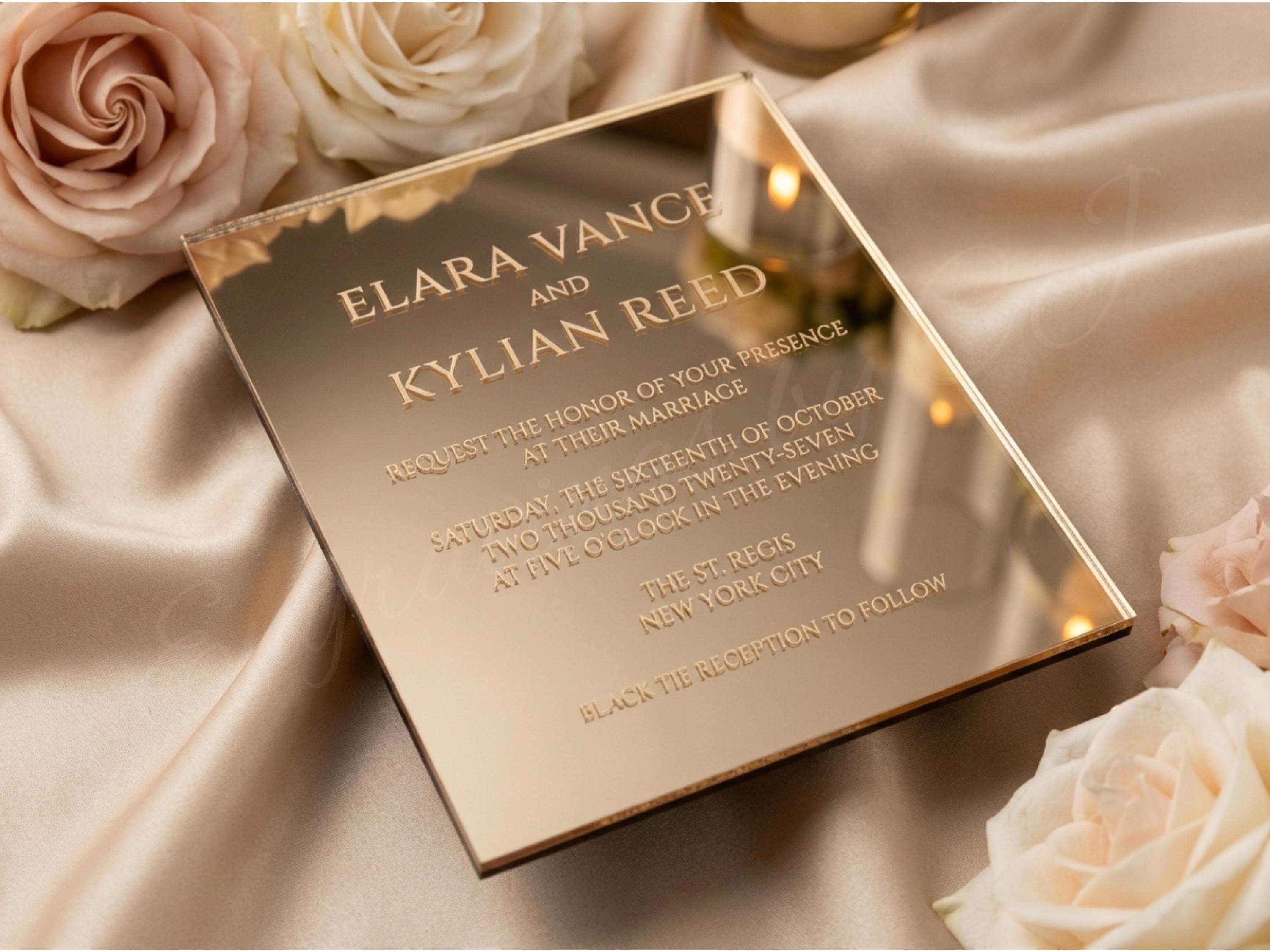 Luxury Gold Mirror Wedding Invitation