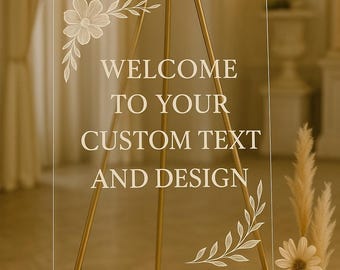 Custom Acrylic Welcome Sign Personalized for a Wedding or Baby Shower or Birthday or other Events | Multiple Sizes and Custom Themes