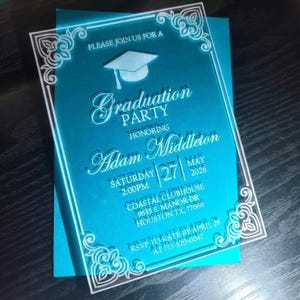2026 Graduation Invite, Graduation Announcement, Acrylic Graduation Invitation, Grad Invite for Son or daughter, High school graduation In image 2