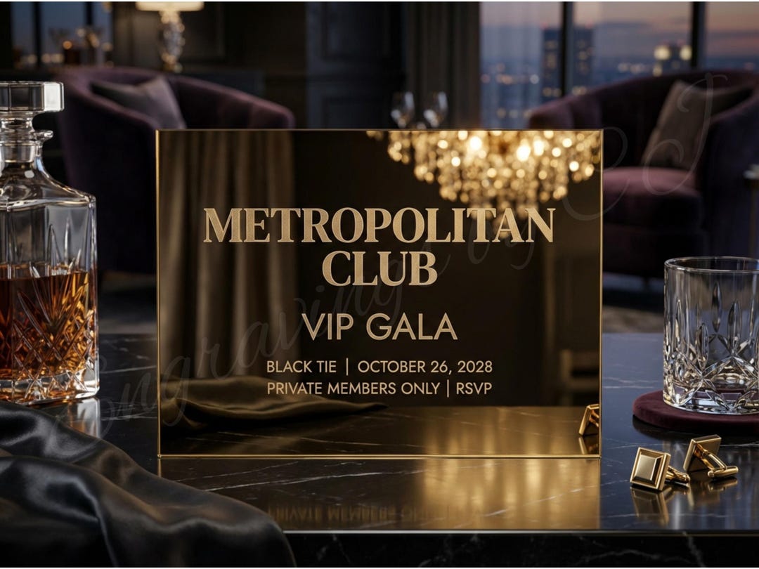 Luxury VIP Gala Invitation Gold Mirror Acrylic Private Club Invite ...