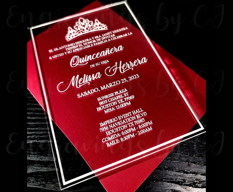 Quinceanera Invitation Crown Invitation Quince Invite Etsy