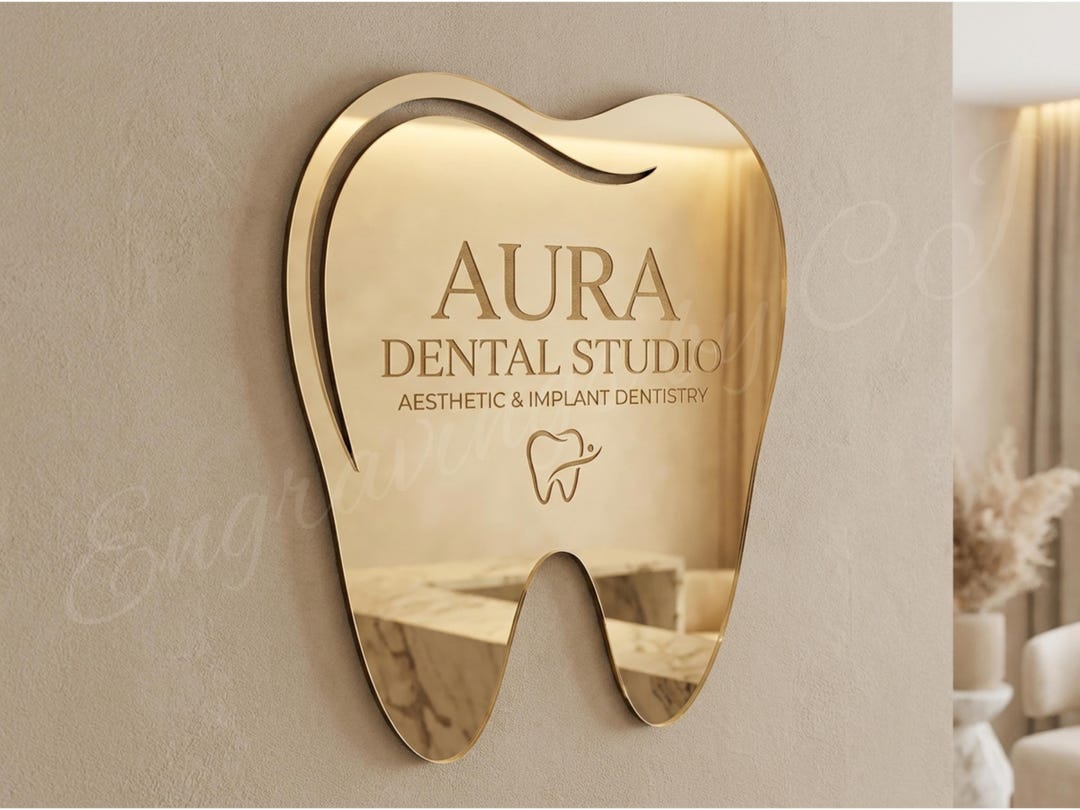 Tooth Signage Dental Mirror Sign, Custom Dentist Office Wall Decor, Tooth Shape ...