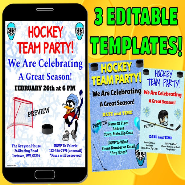 Hockey Invitations Etsy