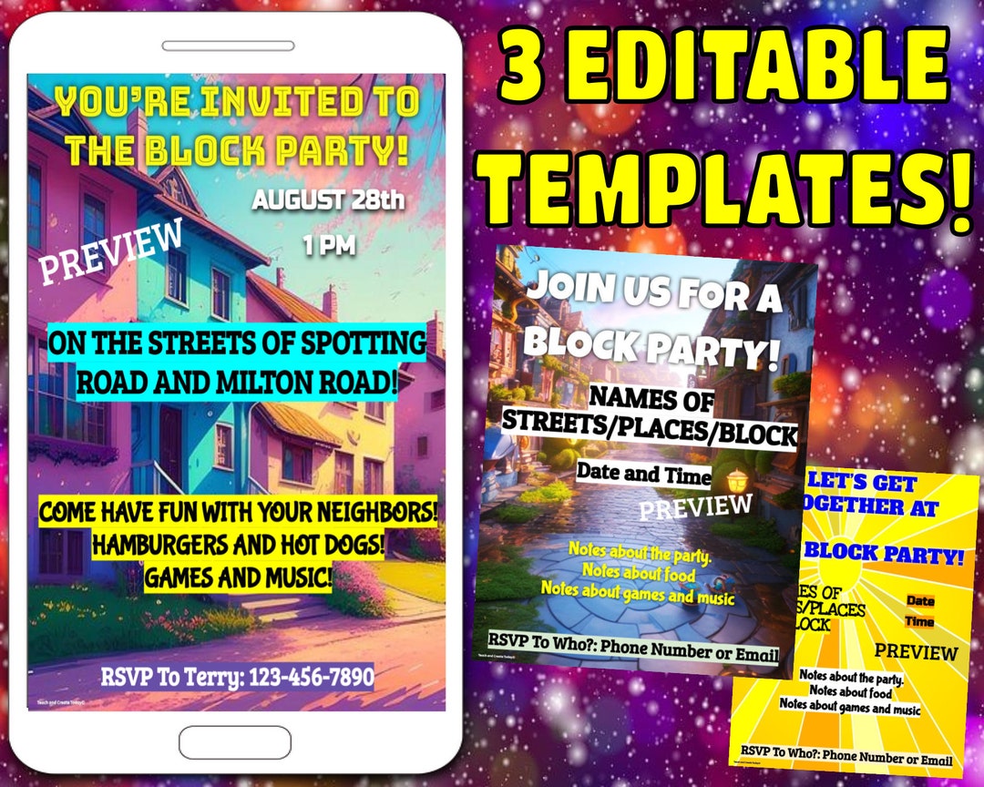 block-party-invitations-three-templates-to-choose-from-edit-etsy-uk