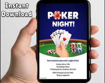 Editable Poker Night Party Invitation | Printable Template (Digital Download)